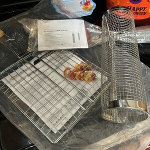 Stainless Steel Grill Basket and Rotisserie Set
